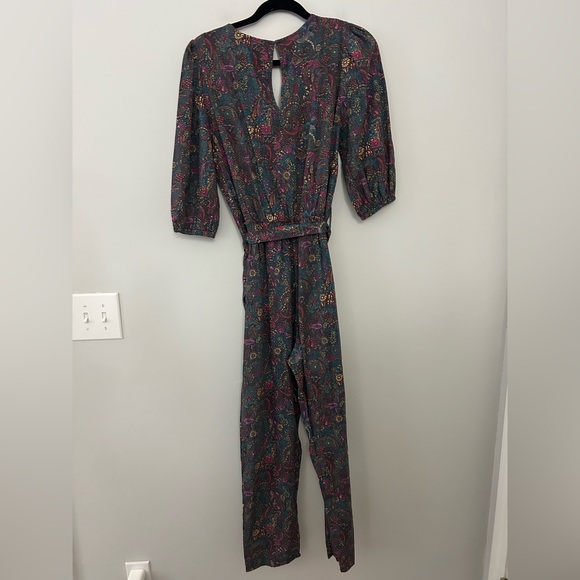 Evereve Ember Floral Paisley Puff Sleeve Button Front Jumpsuit - Picture 5 of 7
